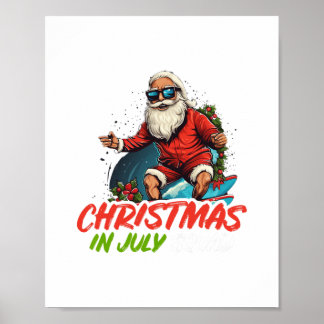Póster navidades, july verano santa claus beach hawaii