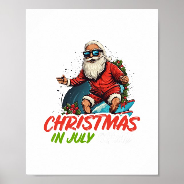 Póster navidades, july verano santa claus beach hawaii (Frente)