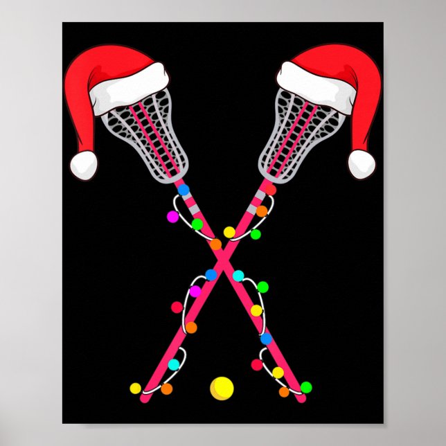 Póster Navidades Lacrosse Santa Hat alumbran navidades de (Frente)