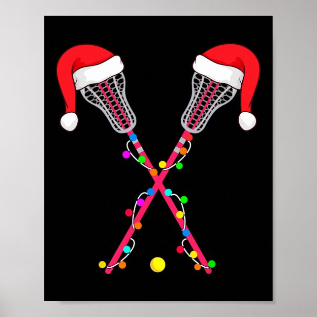 Póster Navidades Lacrosse Santa Hat iluminan divertidos d (Frente)