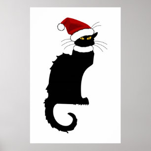 Póster Navidades Le Chat Noir Con Santa Hat