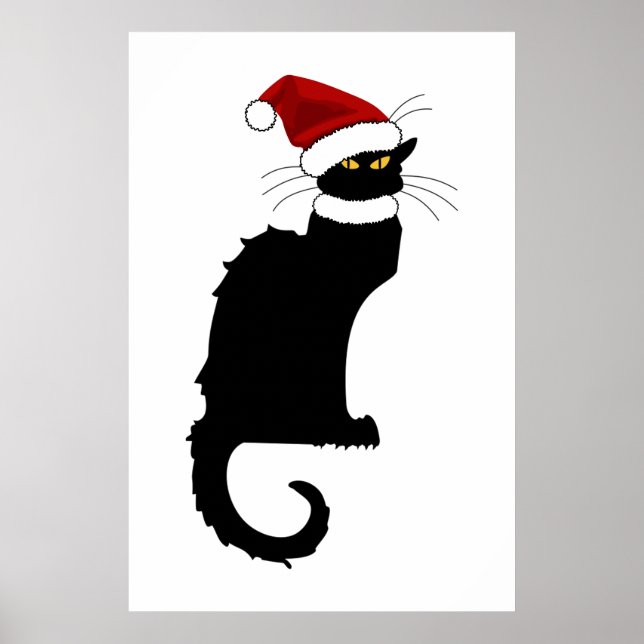 Póster Navidades Le Chat Noir Con Santa Hat (Frente)