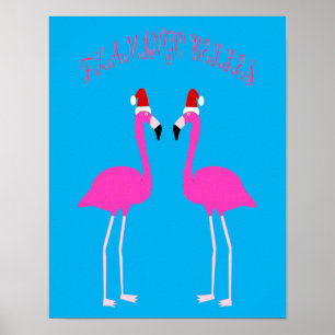 Póster Navidades Lesbianas Flamingos Flamingo Belles
