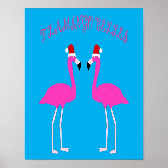 Póster Navidades Lesbianas Flamingos Flamingo Belles (Frente)