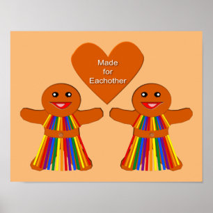 Póster Navidades lesbianas Gingerbread Pareja de Damas