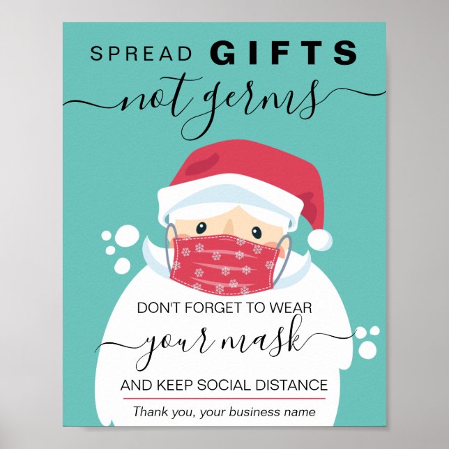 Póster Navidades llevan un cartel de seguridad con máscar (Frente)