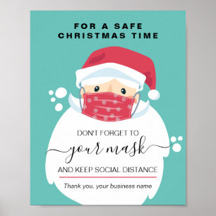 Póster Navidades llevan un cartel de seguridad con máscar
