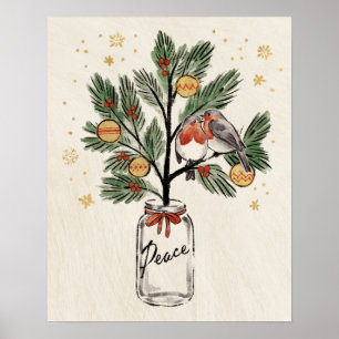 Póster Navidades Lovebirds Paz