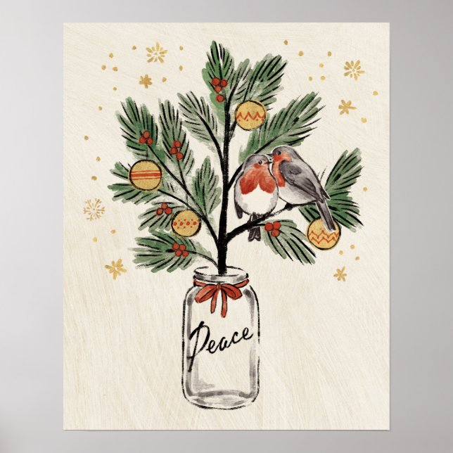 Póster Navidades Lovebirds Paz (Frente)