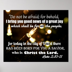 Póster Navidades Luces Poster con Scripture Luke 2:10-11