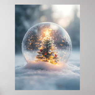 Póster Navidades mágicos: Globe de nieve con árbol brilla