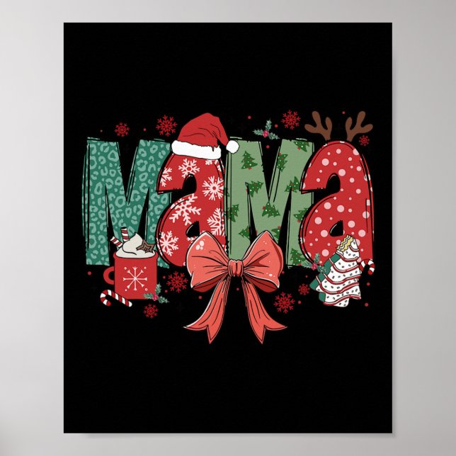 Póster Navidades Mama Coquette Bow Mama Claus Navidades (Frente)