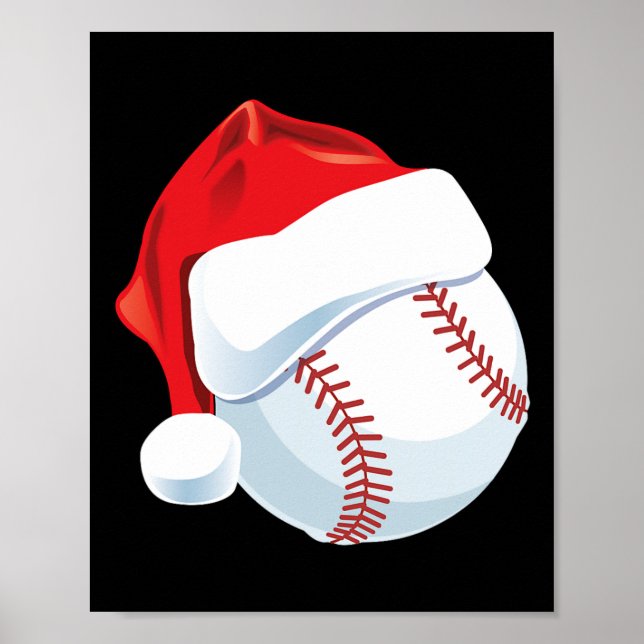 Póster Navidades masculinos de béisbol Santa Hat (Frente)