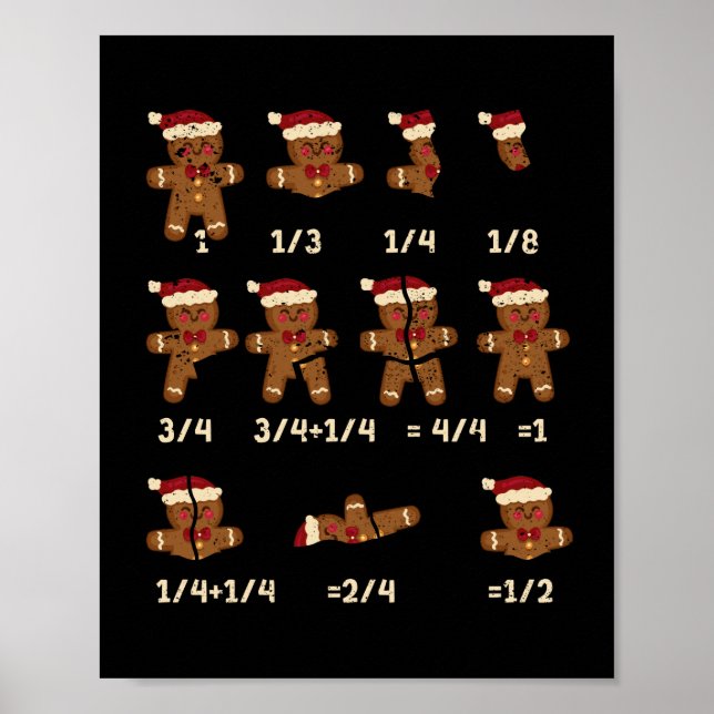 Póster Navidades Math Teacher Fracture Gingerbread Cookie (Frente)