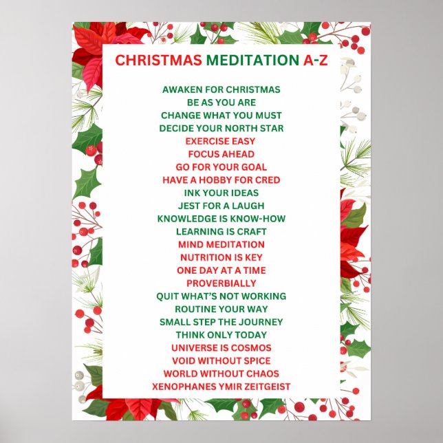 Póster Navidades Meditación a-z (Frente)