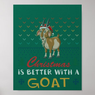 Póster Navidades Mejor Con Una Cabra Feo Navidad Swe