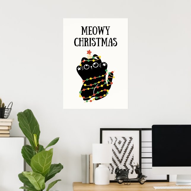 Póster Navidades Meowy (Oficina en casa)