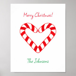 Póster Navidades Minimalistas modernos Corazón Candy Cane