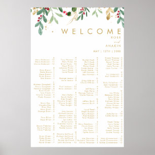 Póster Navidades modernos   Asientos alfabéticos blancos