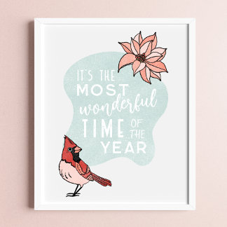Póster Navidades modernos Cardenales estacionales