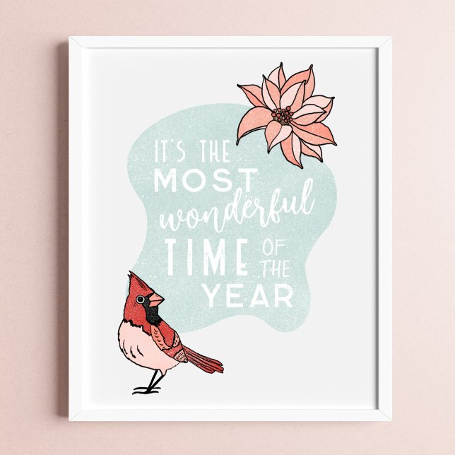 Póster Navidades modernos Cardenales estacionales (Christmas Print Decor)