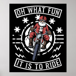 Póster Navidades motocicleta Santa Claus Biker Dad Bike