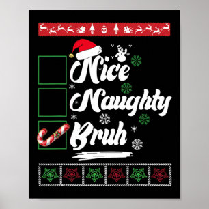 Póster Navidades Naughty Bruh Candy Cane Xmas Mujeres