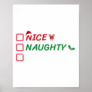 Póster Navidades Naughty Bruh Graciosa Lista de Mujeres d