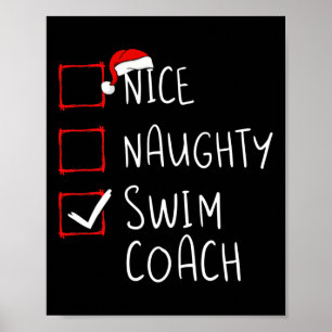 Póster Navidades Naughty Swim Coach List Xmas Santa