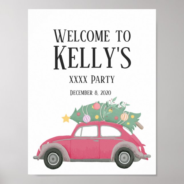 Póster navidades, navidad, niñera, árbol de navidad, auto (Frente)