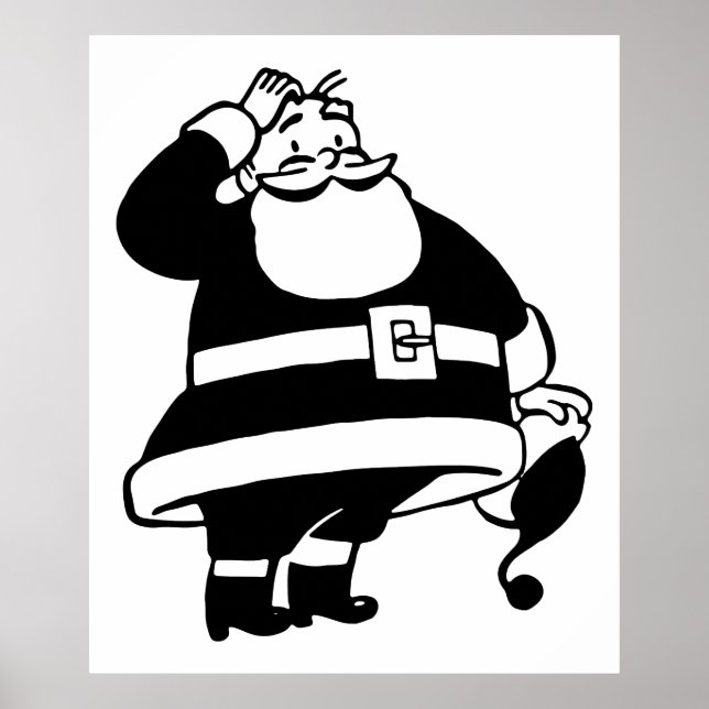 Póster Navidades negros y blancos retro Papá Noel (Frente)