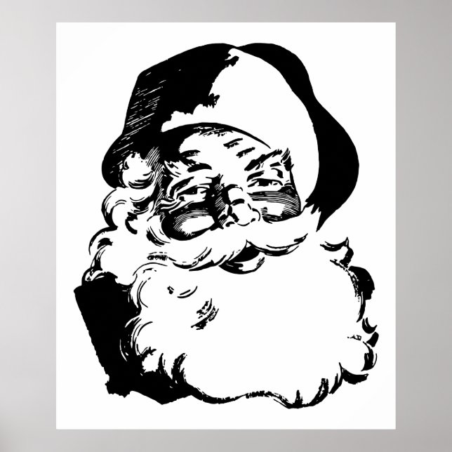 Póster Navidades negros y blancos retro Papá Noel (Frente)