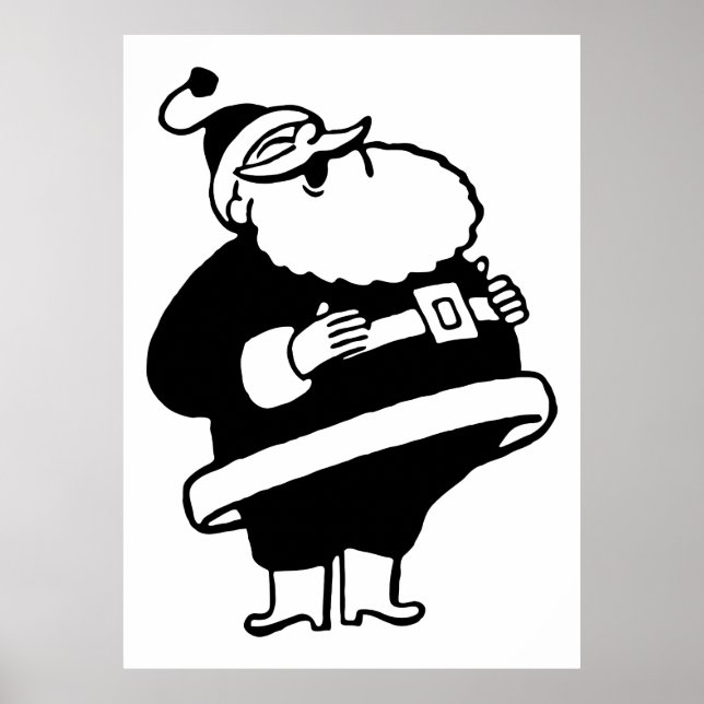 Póster Navidades negros y blancos retro Papá Noel (Frente)