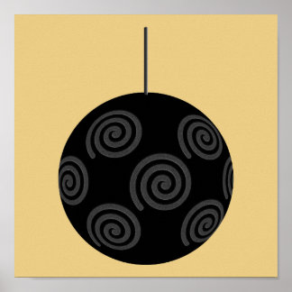 Póster Navidades negros y grises bautizan con oro.