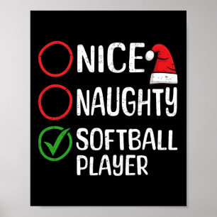 Póster Navidades Nice Naughty Softball Player Navidades L