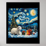 Póster Navidades nocturnos Starry Style Van Gogh Winter<br><div class="desc">Navidades nocturnos estelares con estilo Sheep Van Gogh vacaciones de invierno</div>