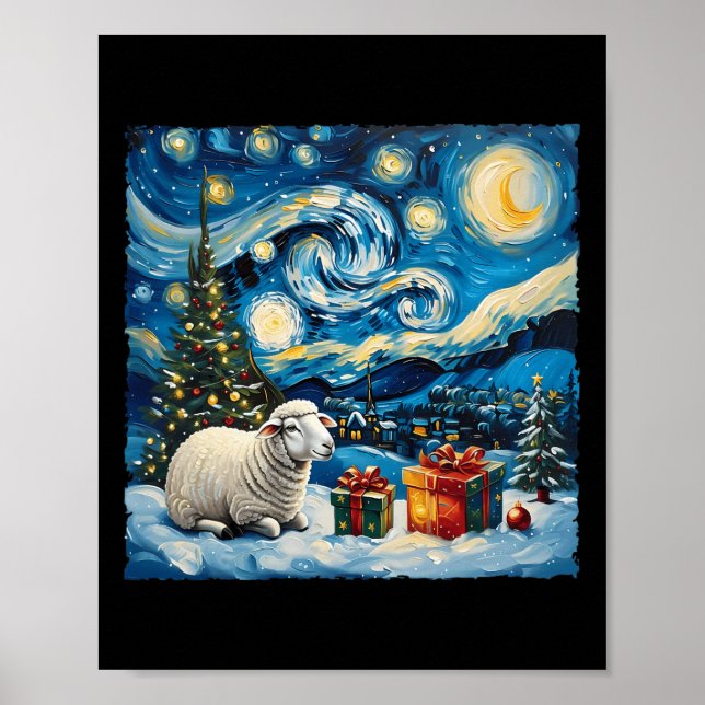 Póster Navidades nocturnos Starry Style Van Gogh Winter (Frente)