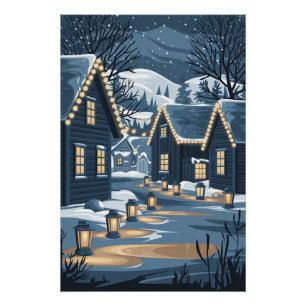 Póster Navidades nórdicos Aldea Arte Escandinavo Invierno