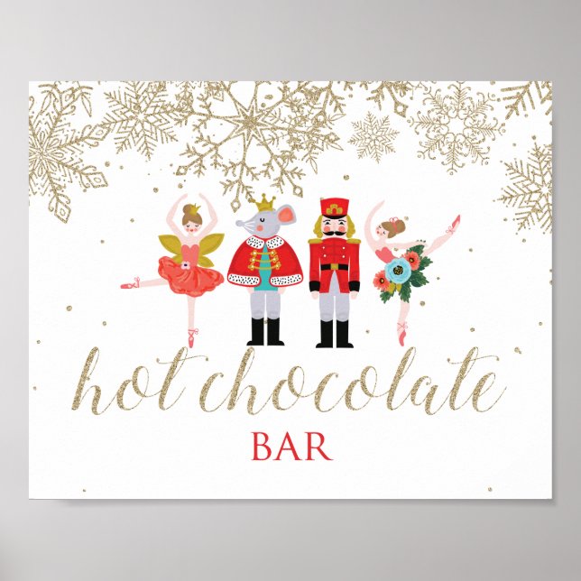 Póster Navidades Nutcracker Hot Chocolate Bar Gold Poster (Frente)