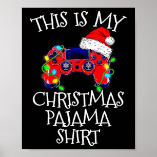 Póster Navidades Pajama Shirt Video Game Controller Santa