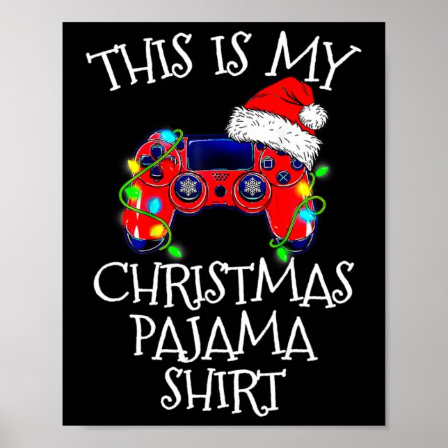 Póster Navidades Pajama Shirt Video Game Controller Santa (Frente)