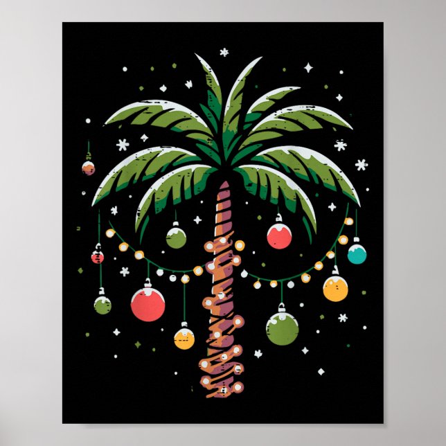 Póster Navidades Palm Coconut Tree Xmas Hombres Trópicos (Frente)