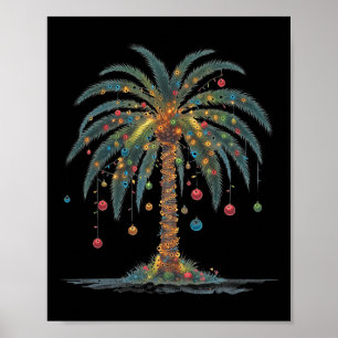 Póster Navidades Palm Tree Feliz Navidad Tropical Chris