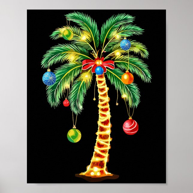 Póster Navidades Palm Tree Hawái Xmas (Frente)