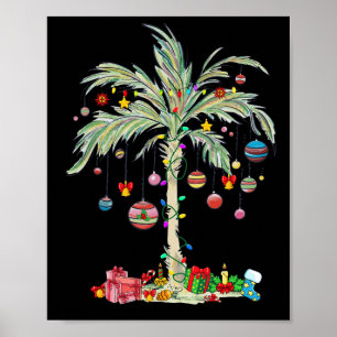 Póster Navidades Palm Tree Tropical Xmas Beach Florida Ha
