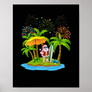 Póster Navidades Palm Tree Tropical Xmas Lights