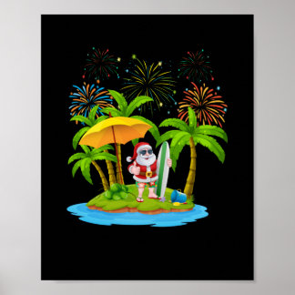 Póster Navidades Palm Tree Tropical Xmas Lights
