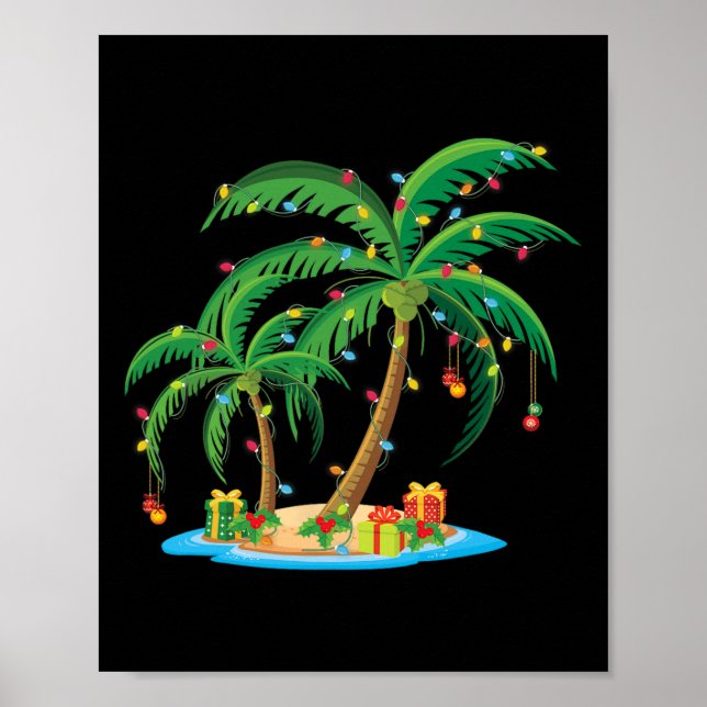 Póster Navidades Palm Tree Tropical Xmas Regalo Coconut L (Frente)