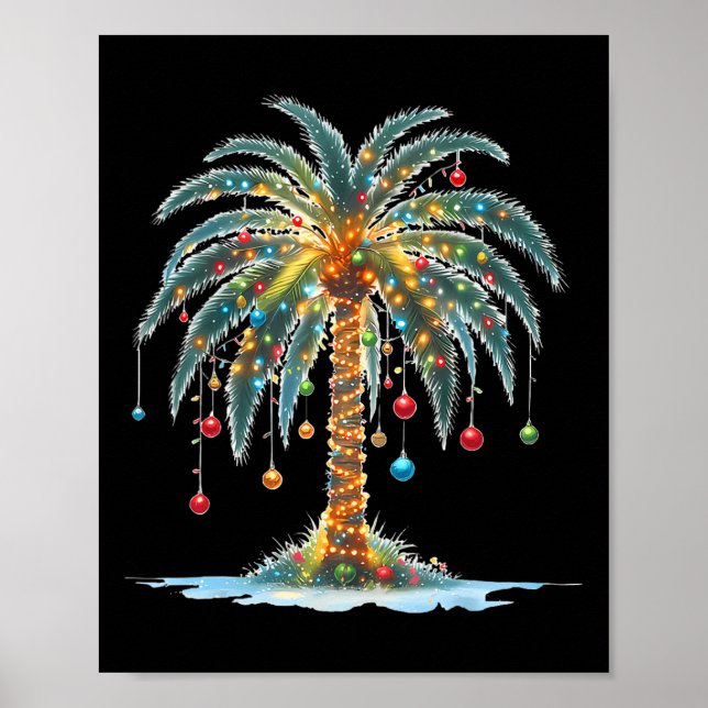Póster Navidades Palm Tree Xmas Light Mating Family Hol (Frente)