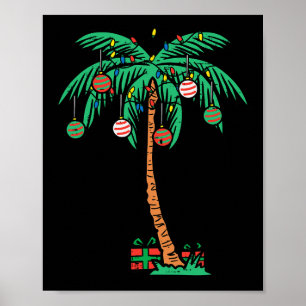 Póster Navidades Palm Xmas Tree Tropical Beach Hawaii Wom